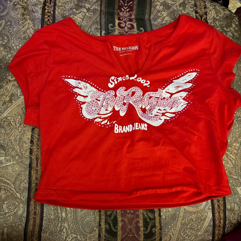 True Religion Red Winged Graphic Top